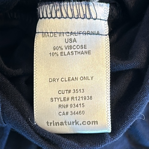 TRINA TURK Ruched V Neck Tunic Top Dress Beach Swim Cover Navy Size 8 - Picture 9 of 9